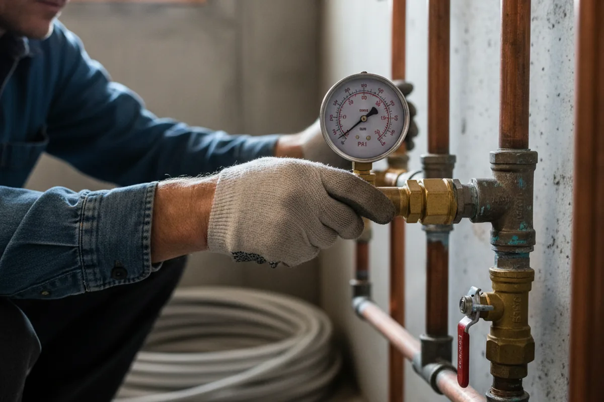 Pressure testing a repaired line during Water Line Repair in Jamul